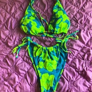 Wild Fable Blue and Neon Green Bikini
